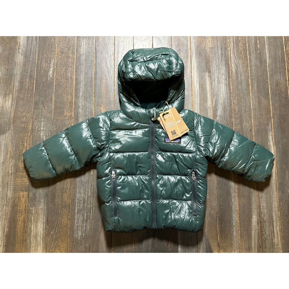 Patagonia Kids Hi-Loft Down Hoody Dark Green Puffer Jacket